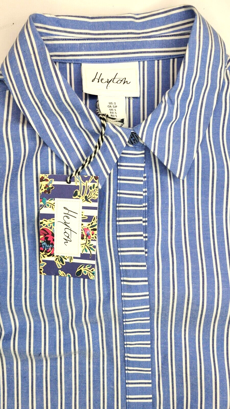 HEYTON Women's Shift Dress Blue White Stripe Sz S Long Sleeve Over Blouse NWT